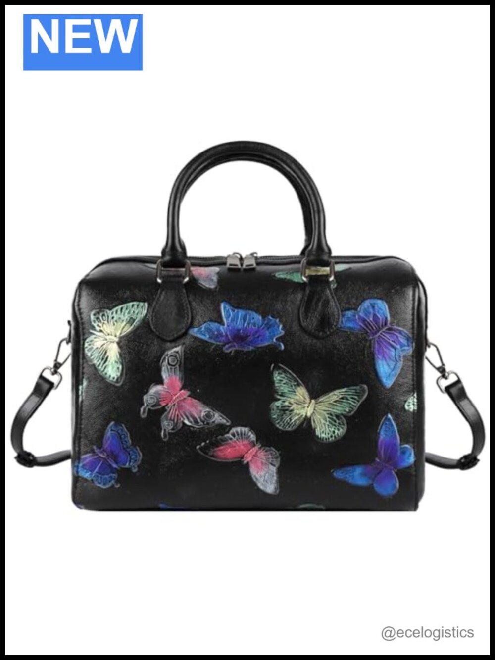 Genuine Leather Top Handle Satchel Bag with Crossbody Strap